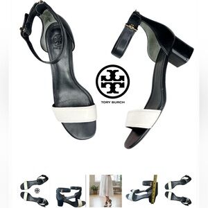 Tory Burch Black and White Heels with Chunky Heel